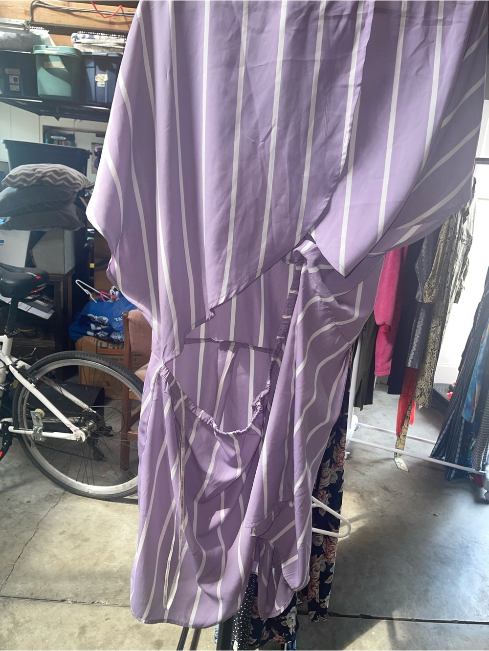 Lavender Striped Short Sleeve Romper - Picture 2 of 2